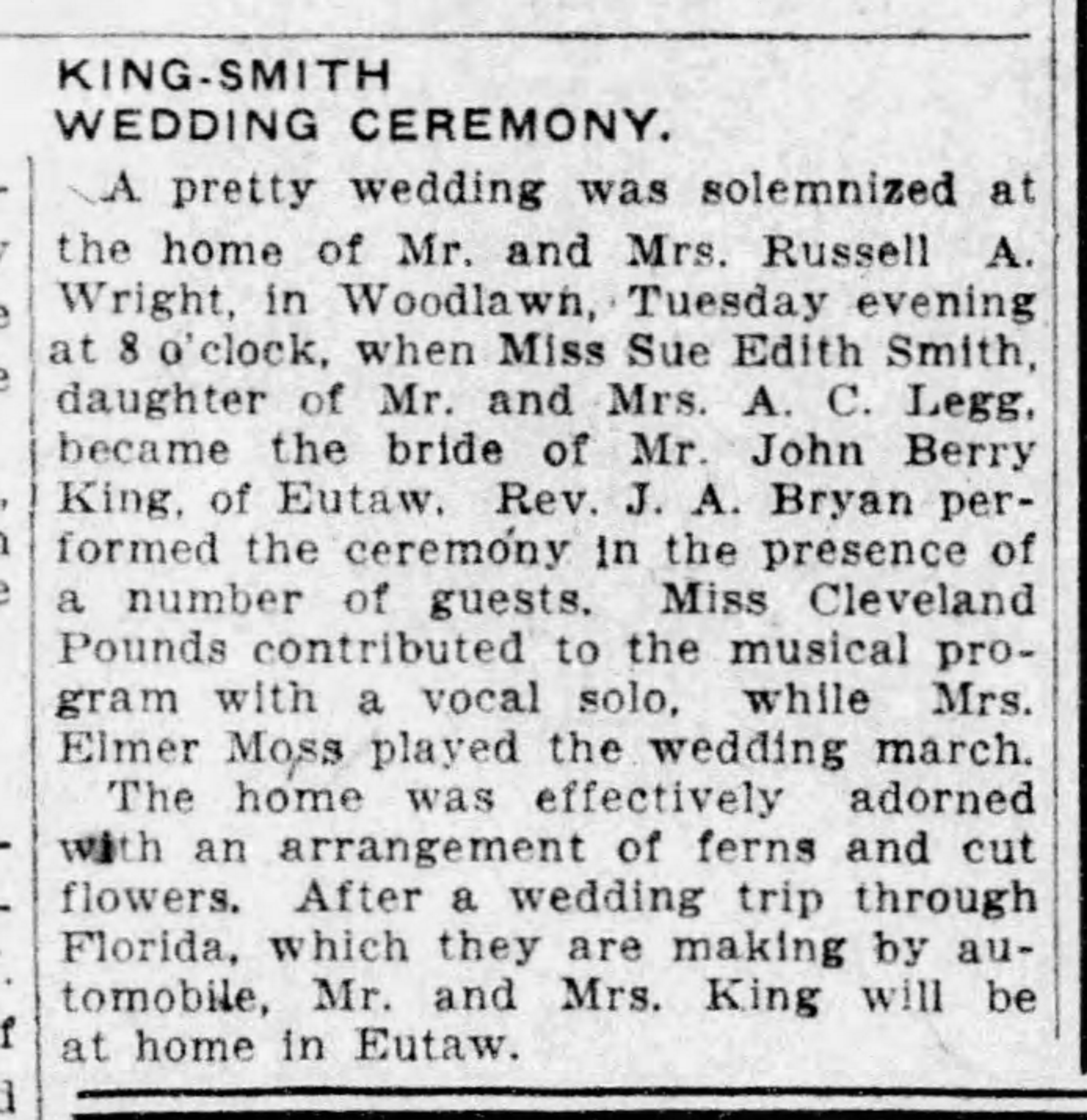 King-Smith Wedding Ceremony